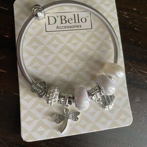 White Bracelet for Women,D'Bello Silver Charm Bracelet with Pearls.